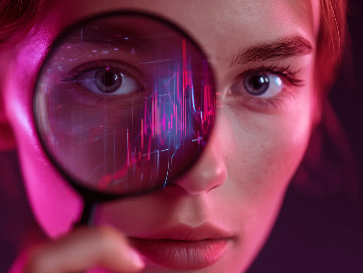 Professional using superimposed search magnifying glass, SEO positioning concept in marketing agency in Sant Cugat, Barcelona.